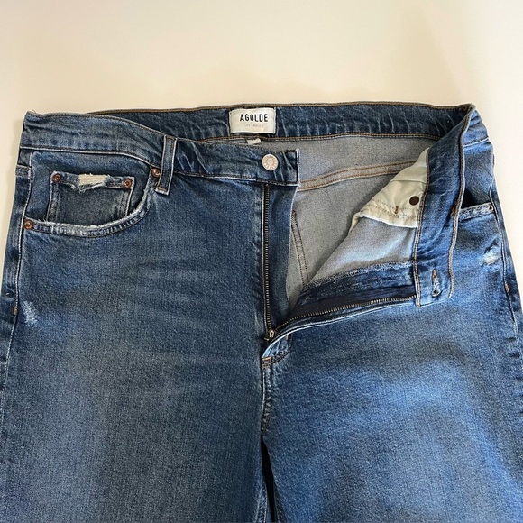 Agolde Kye Mid Rise Straight Crop Jean Distressed Stretch Denim Notion Wash 33 - Picture 12 of 16